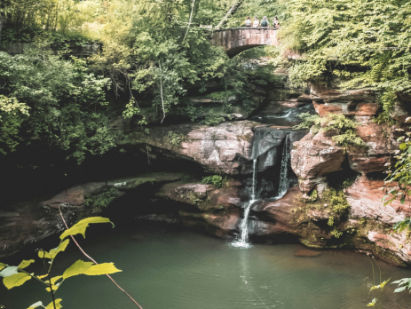 waterfall into a body of water