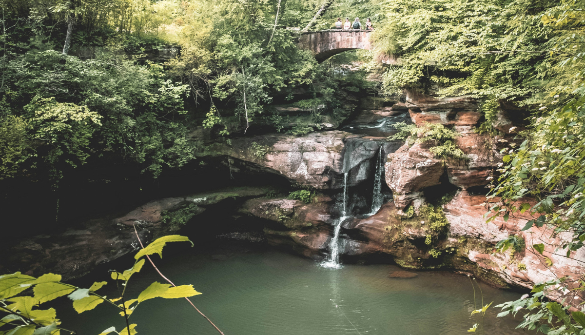 waterfall into a body of water