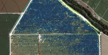 Aerial view of a field mapped out with drone technology