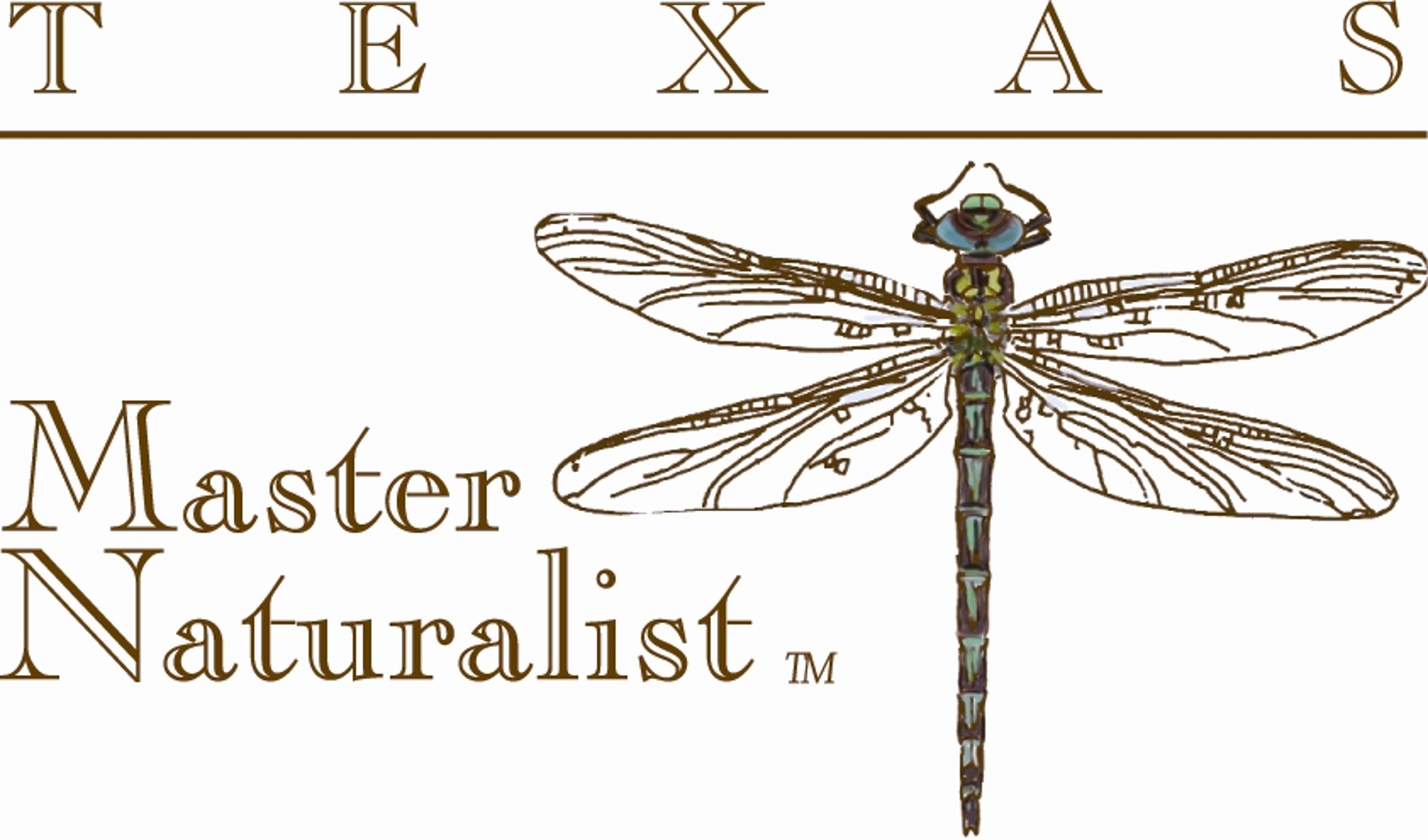 Texas Master Naturalist logo featuring a drawing of a dragonfly