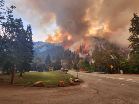 wildfire in the mountains of Del Norte County, northern California