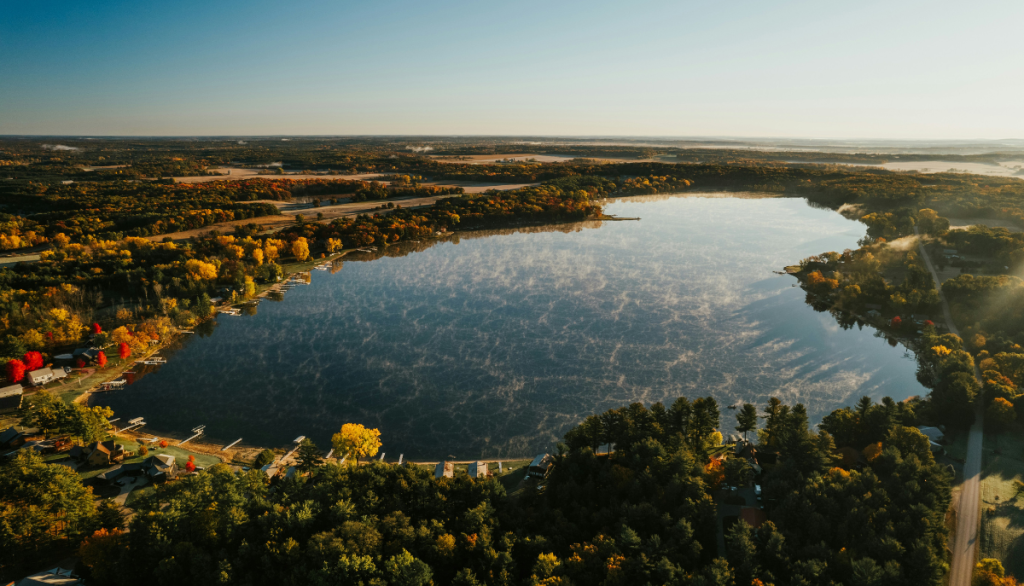 aerial view of a Wisconsin lake