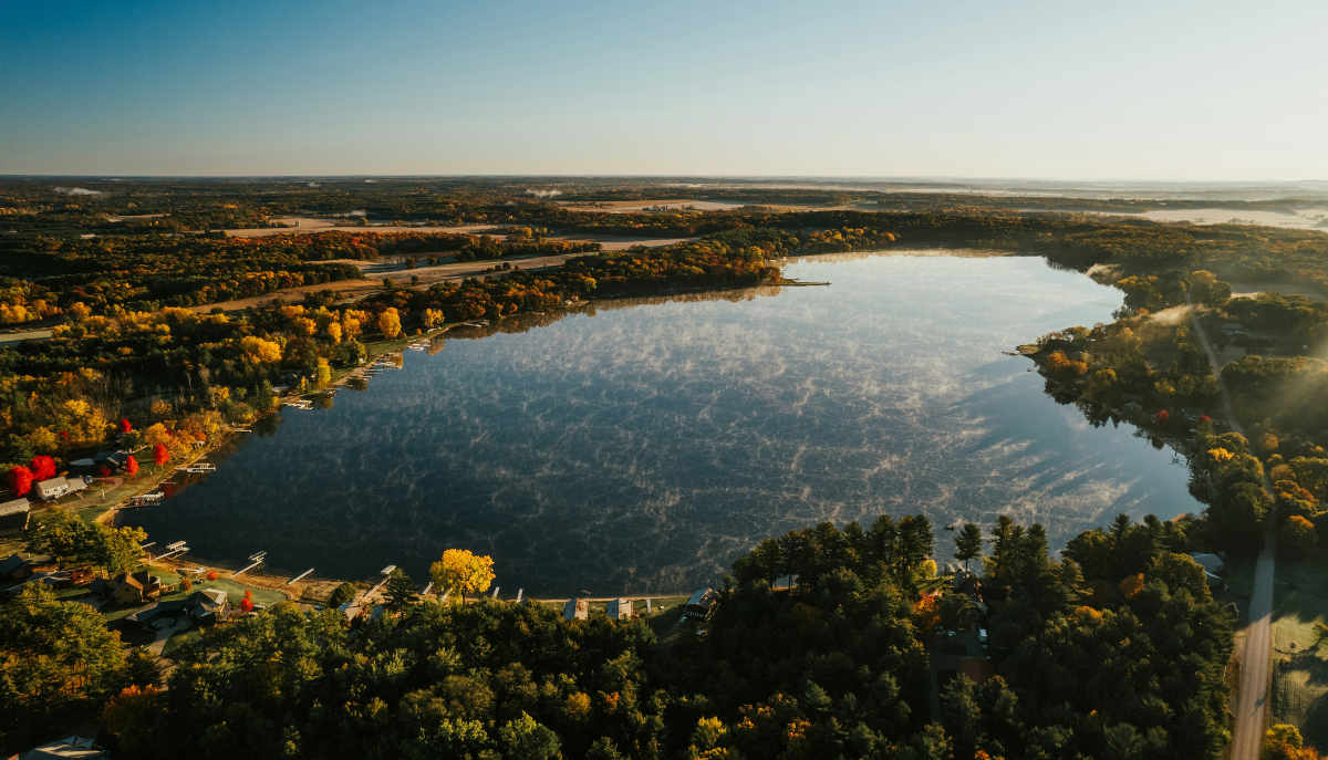 aerial view of a Wisconsin lake