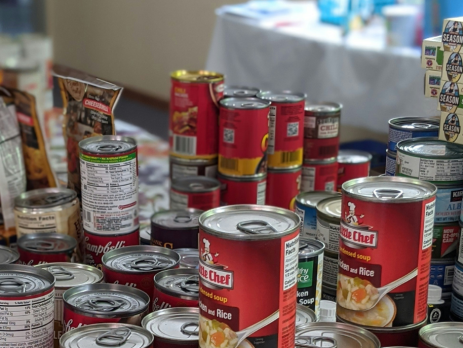 food stores waiting for delivery in a local church community food bank