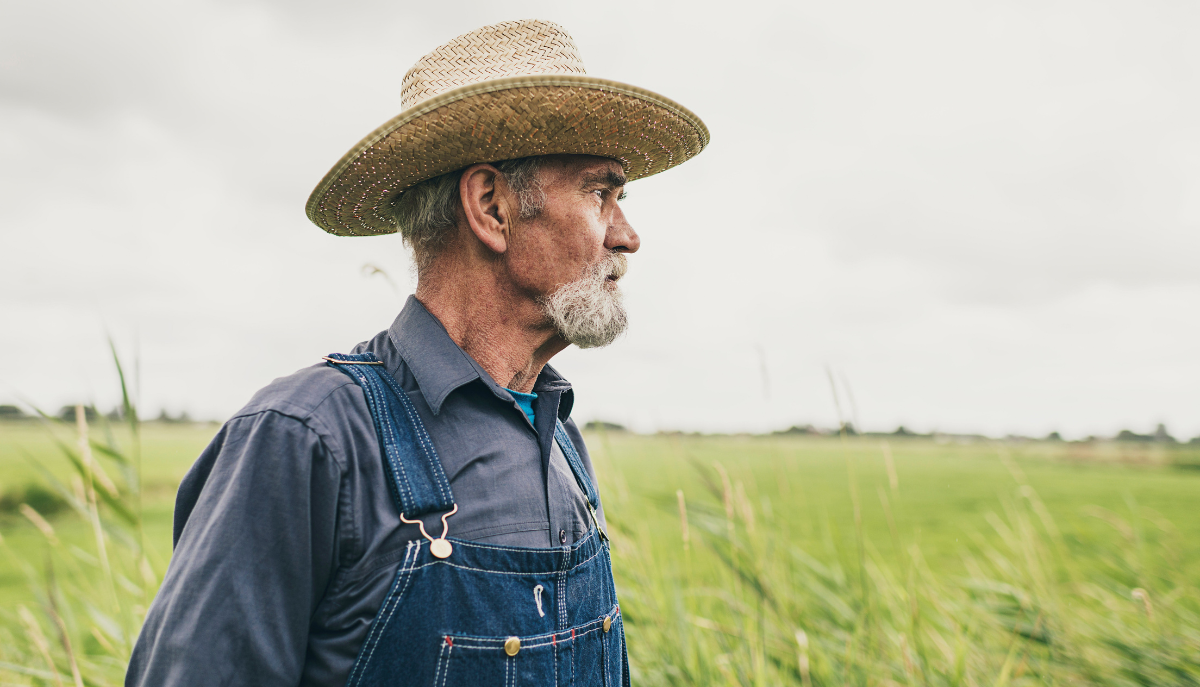 farmer looking into the distance
