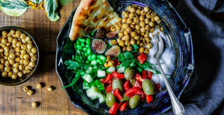 aerial view of Mediterranean food