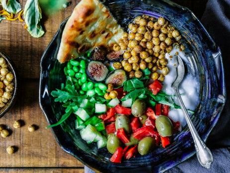 aerial view of Mediterranean food