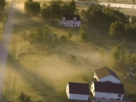 aerial view of rural homes