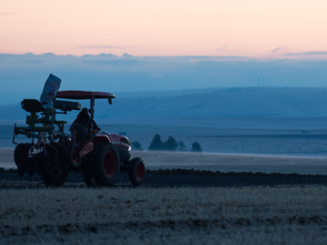 a tractor in a field