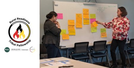 the tribal fellowship logo and a photo of facilitators at a board