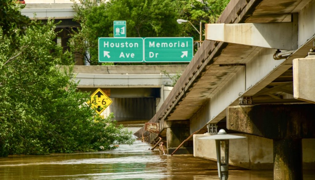 Buffalo Bayou Park Houston, flooded after Hurricane Beryl