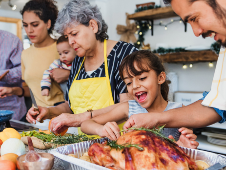 a family preparing a meal